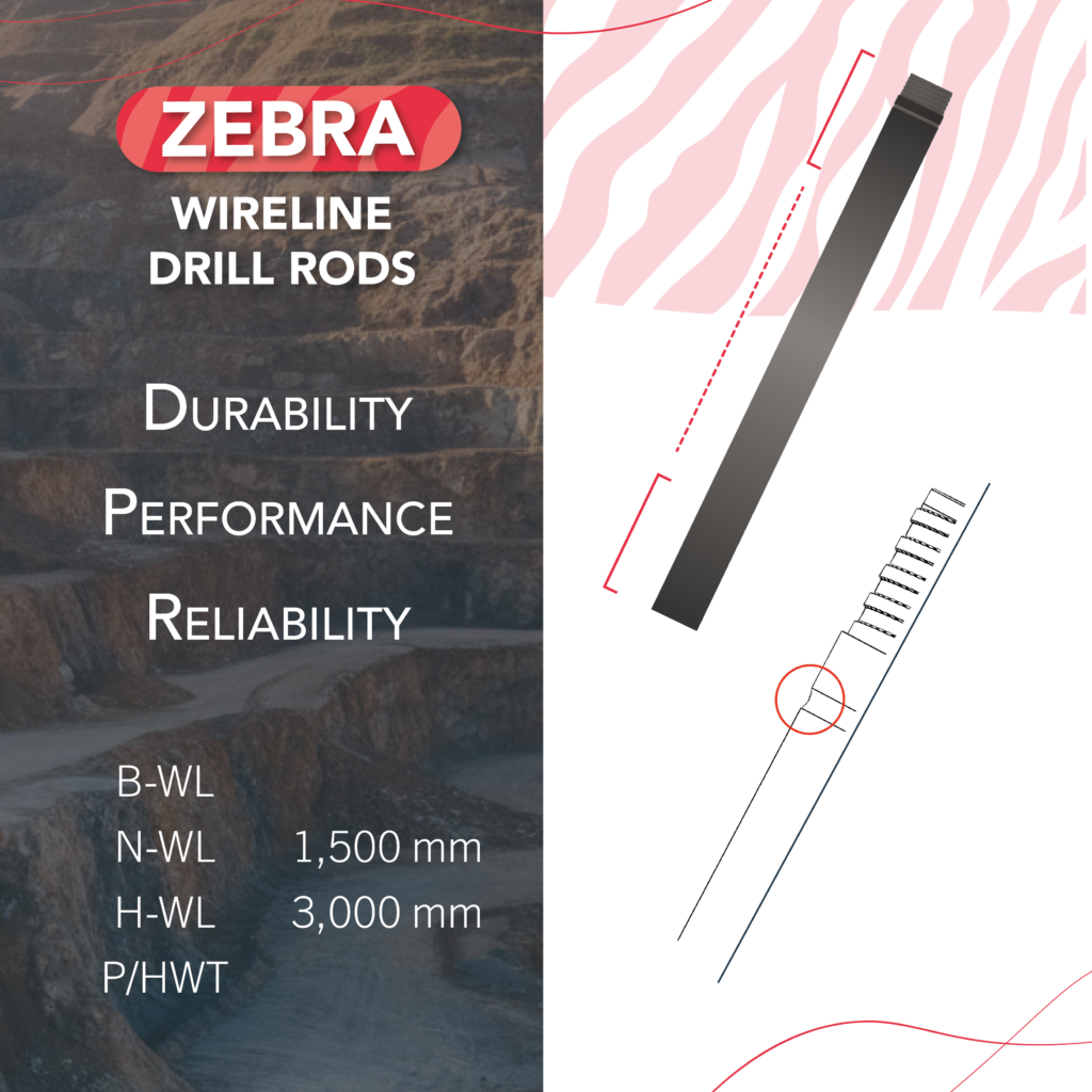 Zebra drill rods for mining exploration